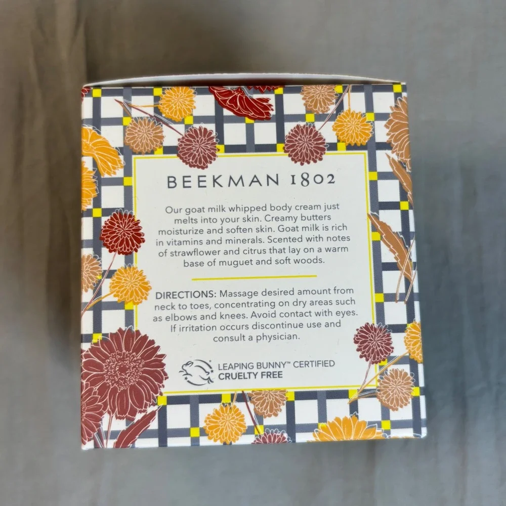 Beekman 1802 Golden Strawflower Zest Whipped Body Cream 8 oz Goat Milk New